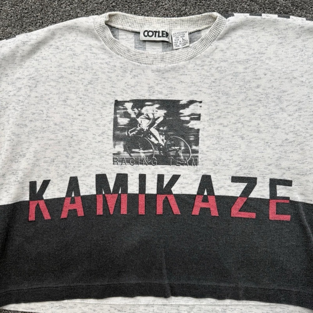 VTG Womens L Cotler Kamikaze Race Team Crop Crewneck Sweatshirt Cycling Bike